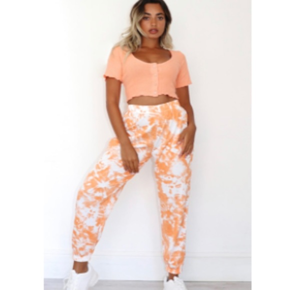 BRAND NEW WITH TAGS PLT ORANGE TIE DYE JOGGERS! - Picture 2 of 3